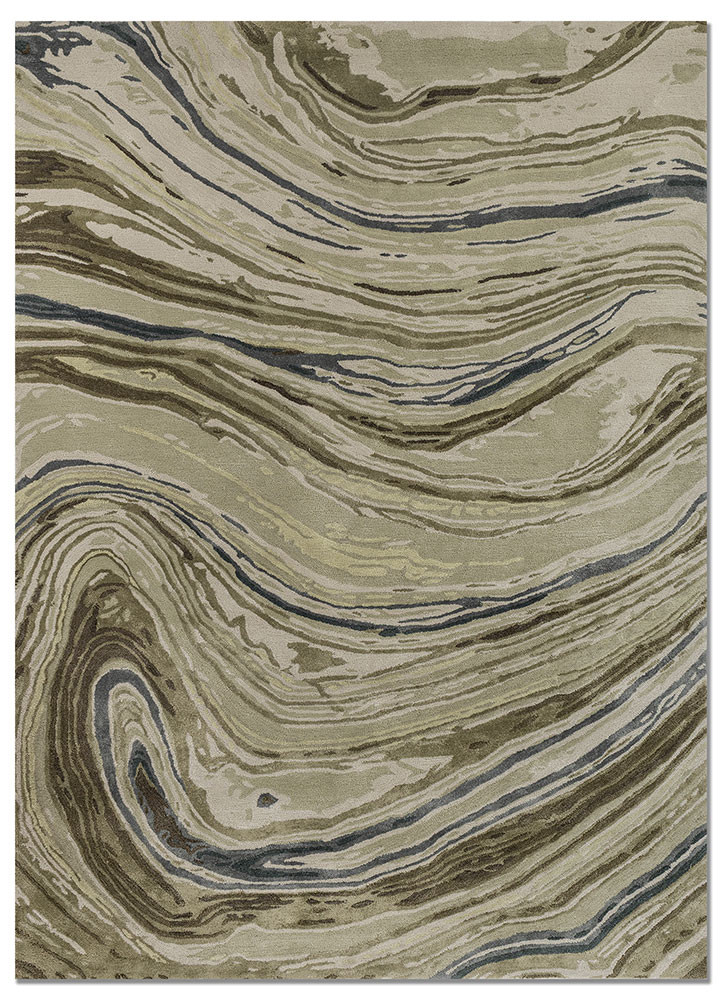  green wool and viscose Hand Tufted Rug