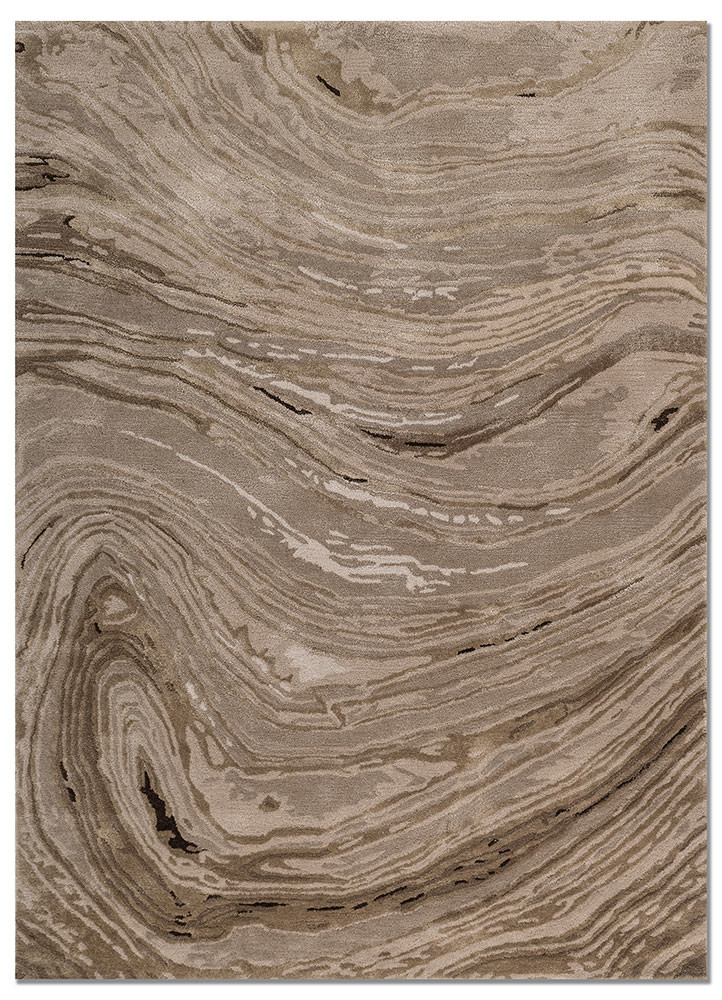  beige and brown wool and viscose Hand Tufted Rug