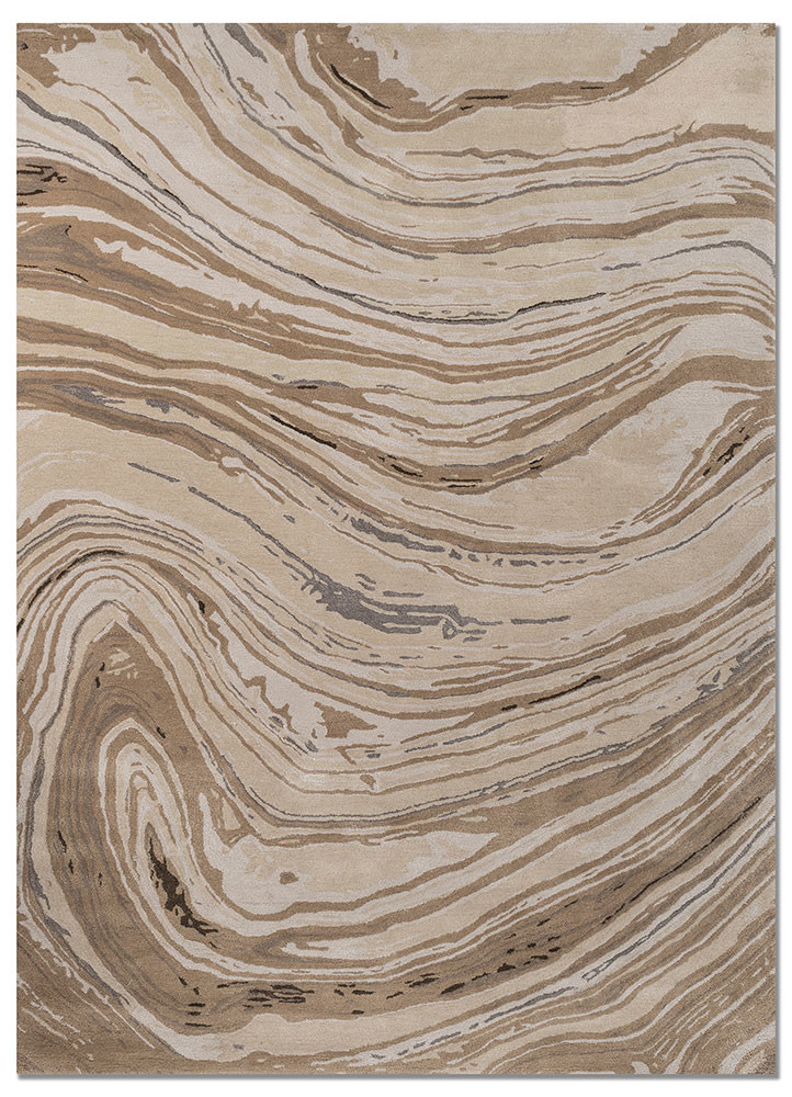  ivory wool and viscose Hand Tufted Rug