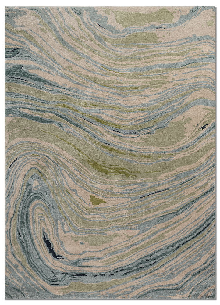  green wool and viscose Hand Tufted Rug