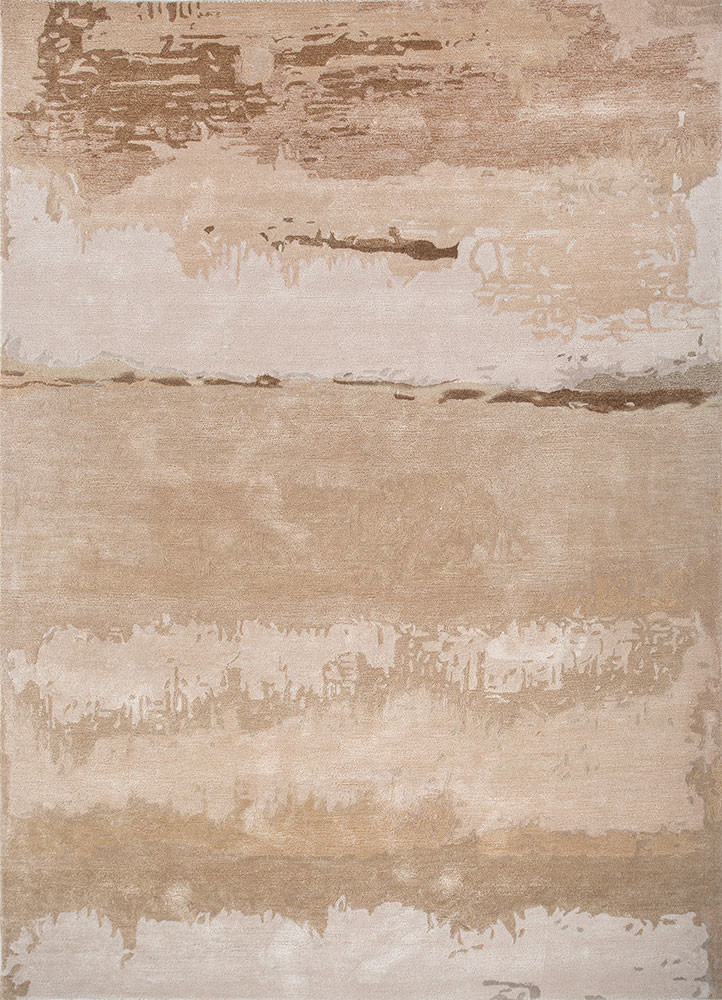  ivory wool and viscose Hand Tufted Rug