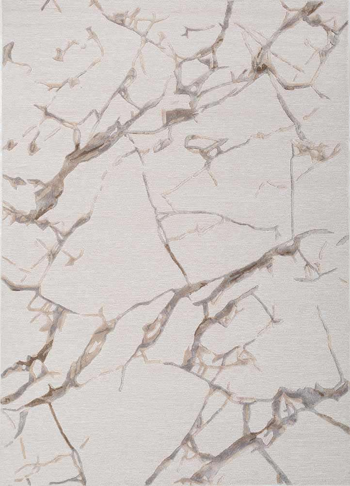  ivory wool and viscose Hand Tufted Rug