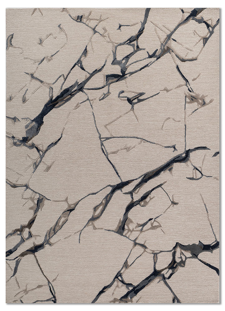  ivory wool and viscose Hand Tufted Rug