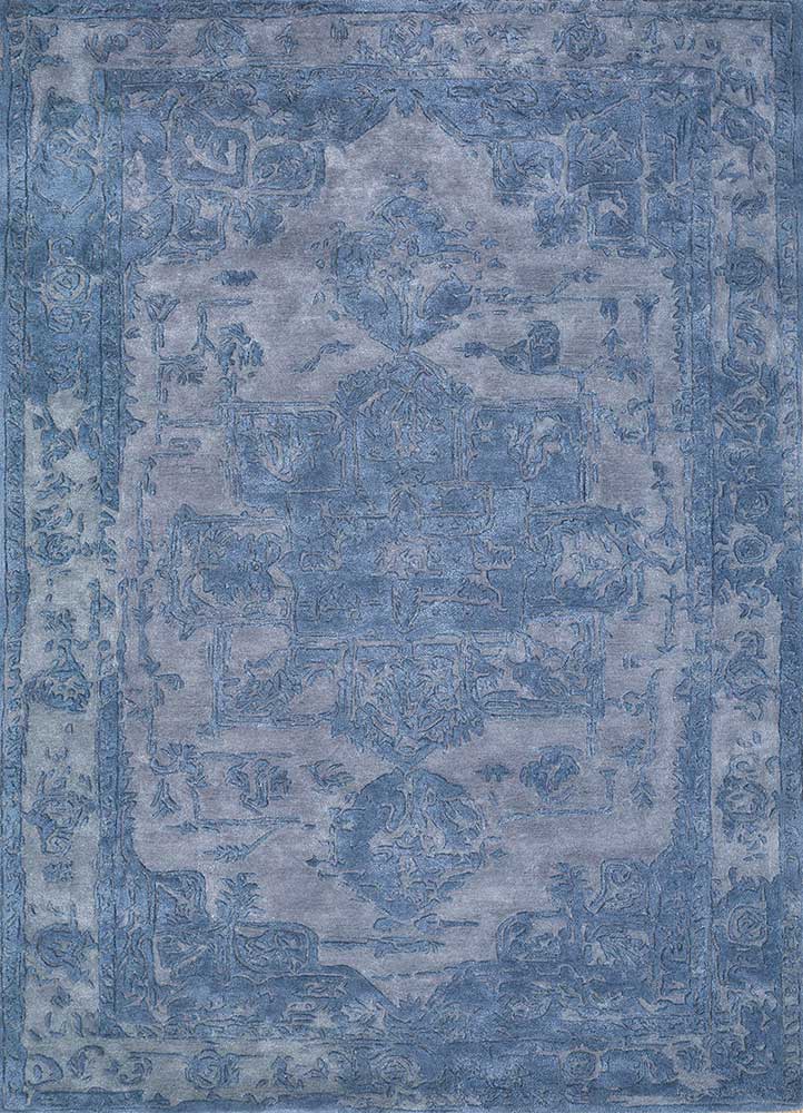 mythos blue wool and viscose Hand Tufted Rug - HeadShot