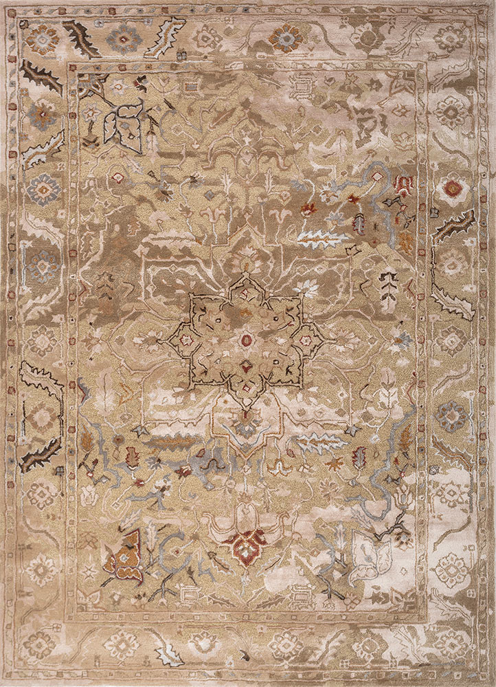 ivory wool and viscose Hand Tufted Rug