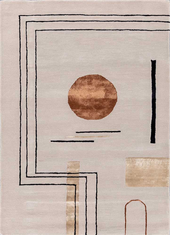 aprezo ivory wool and viscose Hand Tufted Rug - HeadShot