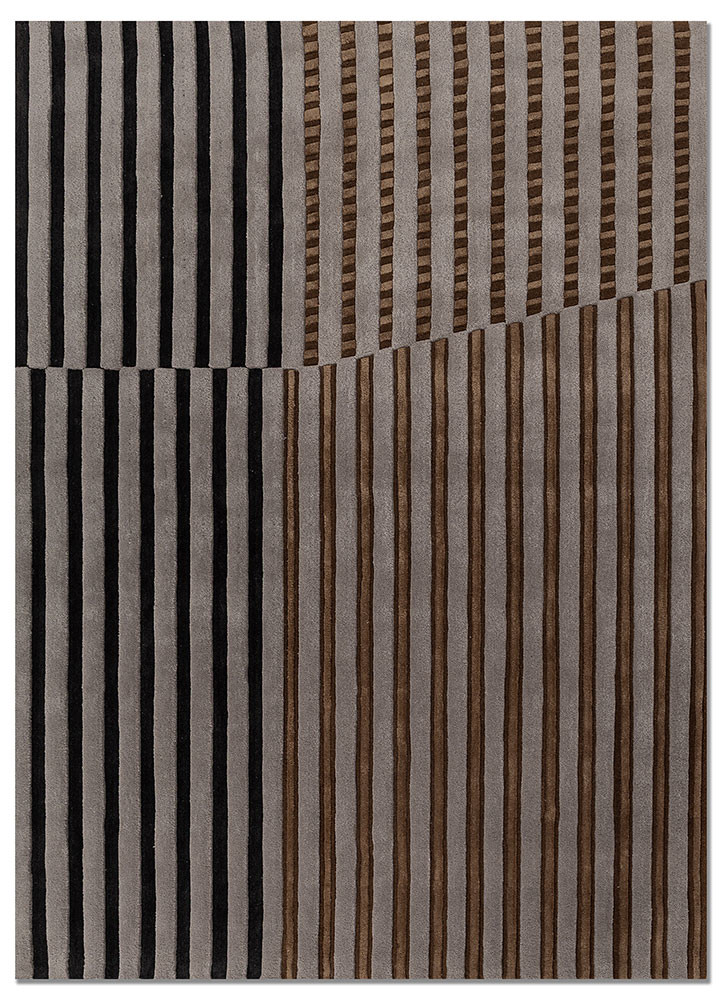 SUKIMA grey and black wool and viscose Hand Tufted Rug
