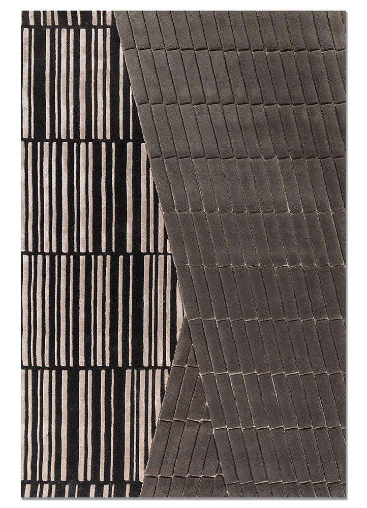 KASANE grey and black wool and viscose Hand Tufted Rug