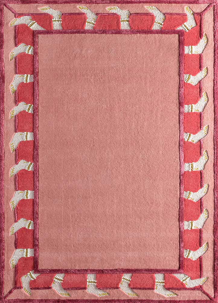  red and orange wool and viscose Hand Tufted Rug