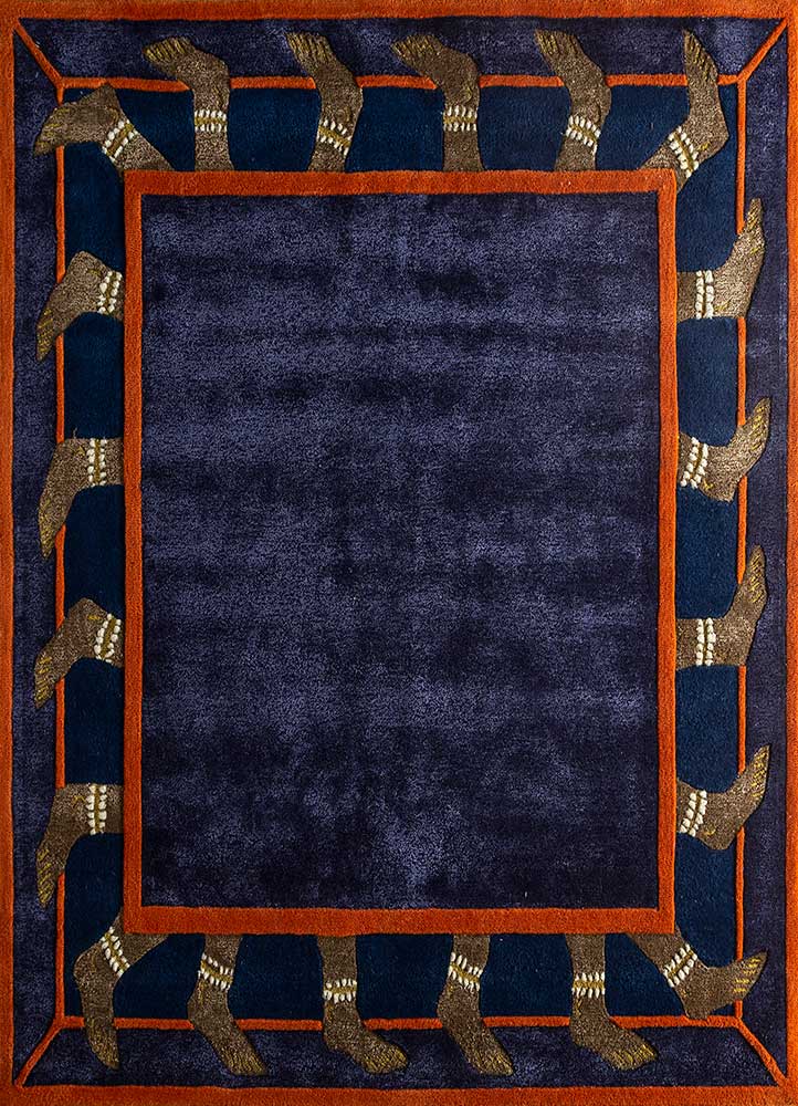 jaipur wunderkammer blue wool and viscose Hand Tufted Rug - HeadShot