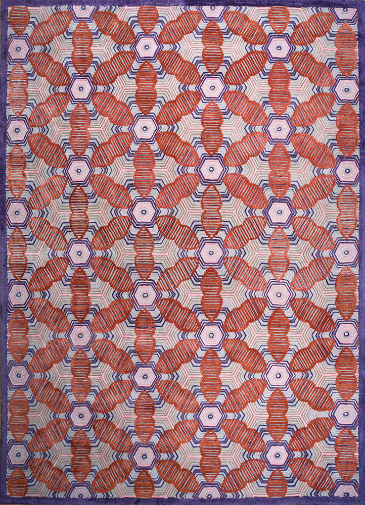  red and orange wool and viscose Hand Tufted Rug