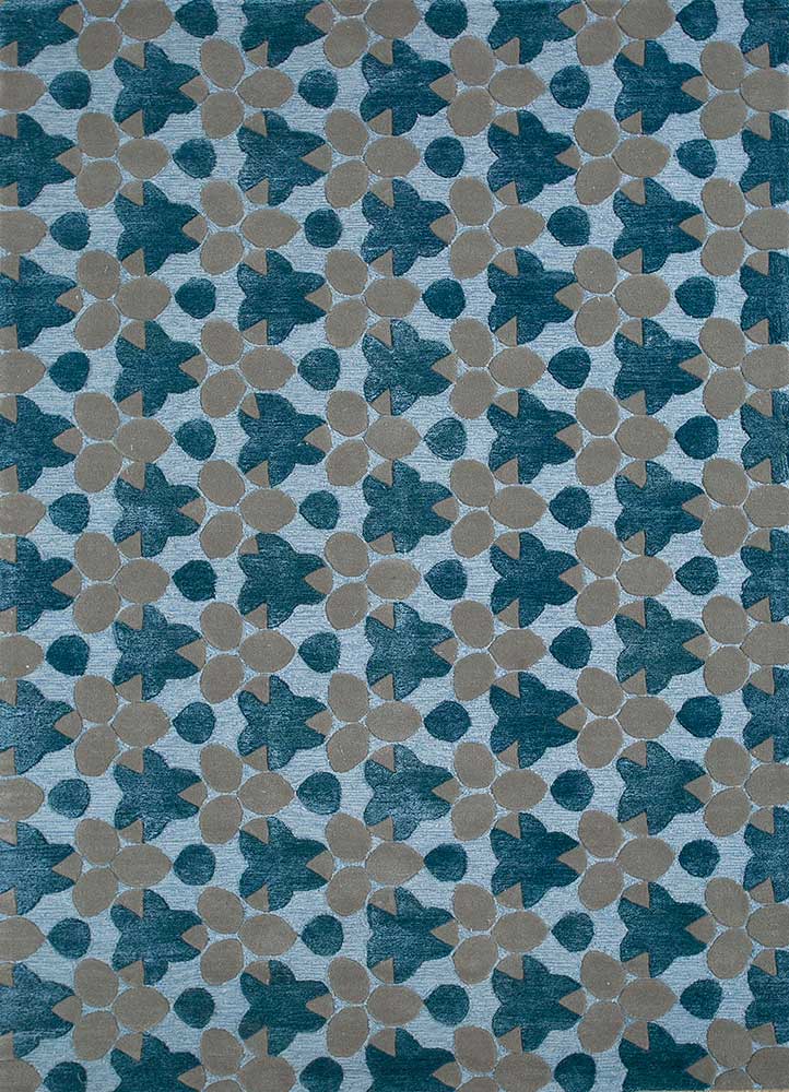 jaipur wunderkammer blue wool and viscose Hand Tufted Rug - HeadShot