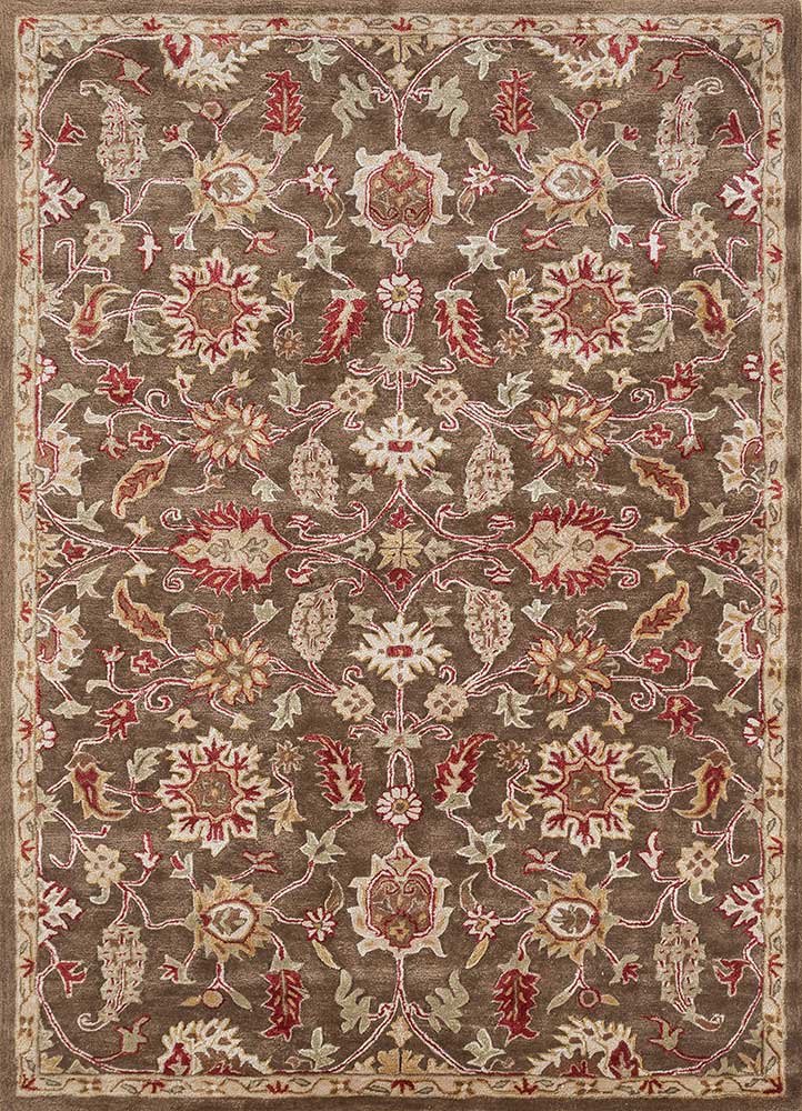  beige and brown wool and viscose Hand Tufted Rug