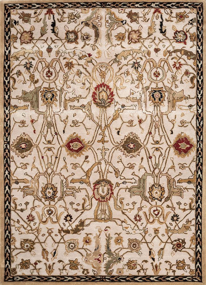  ivory wool and viscose Hand Tufted Rug