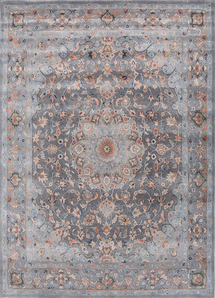  blue wool and viscose Hand Tufted Rug