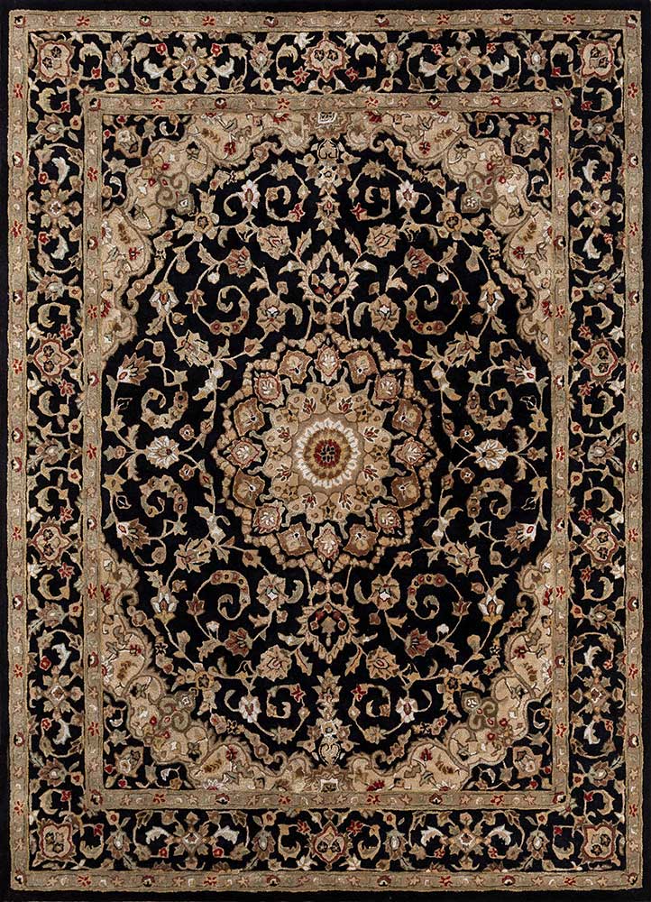  grey and black wool and viscose Hand Tufted Rug