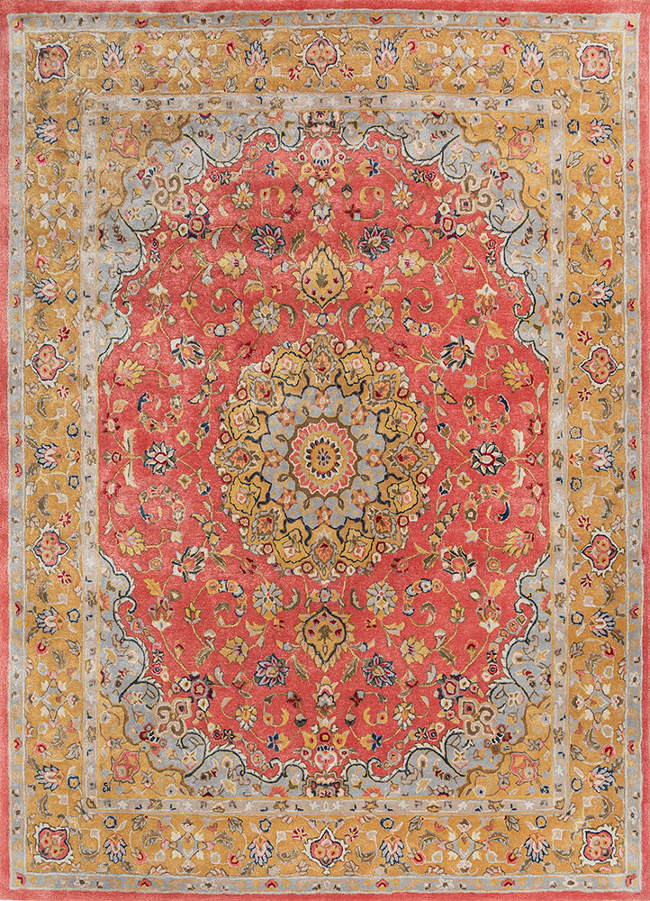  red and orange wool and viscose Hand Tufted Rug