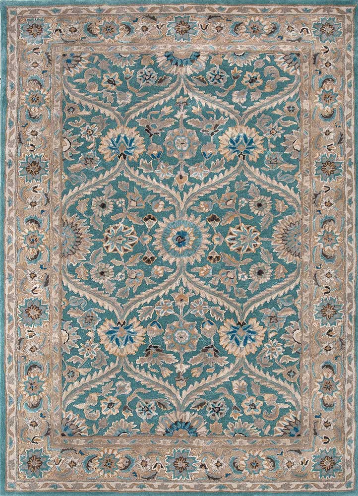 kasbah blue wool and viscose Hand Tufted Rug - HeadShot