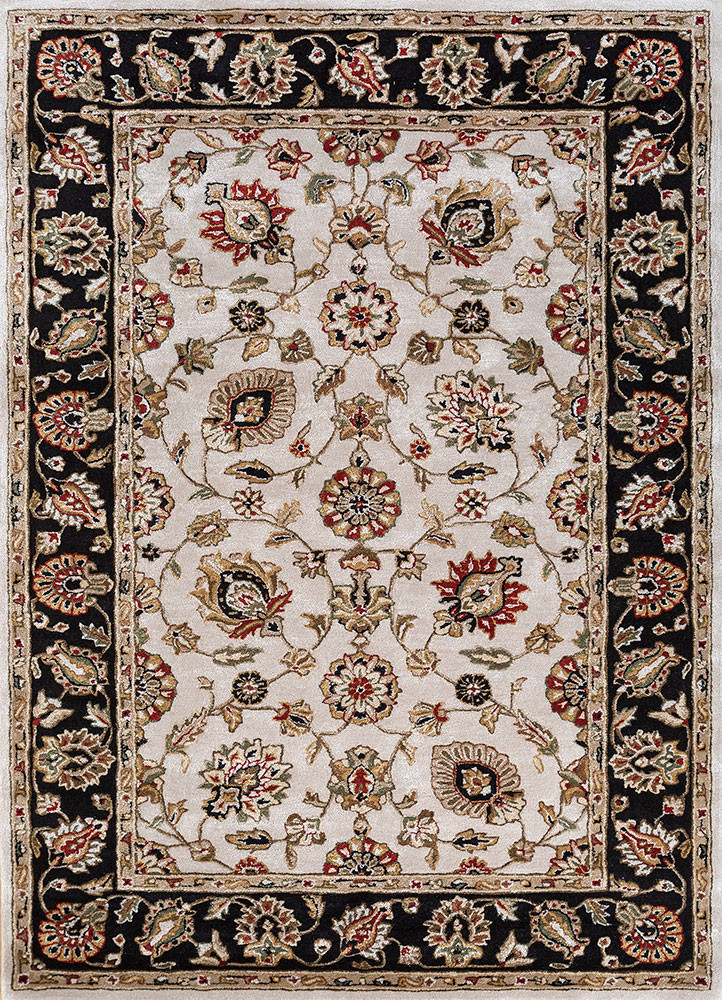  ivory wool and viscose Hand Tufted Rug