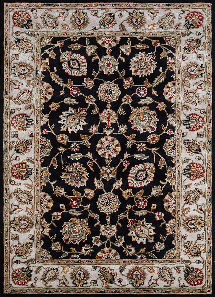  grey and black wool and viscose Hand Tufted Rug