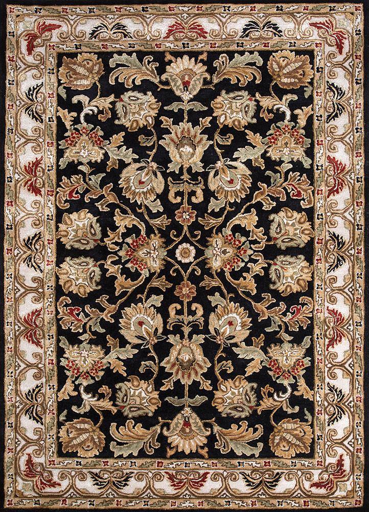  grey and black wool and viscose Hand Tufted Rug