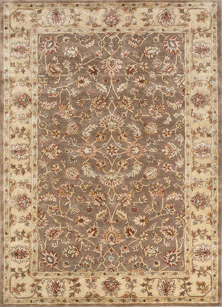  beige and brown wool and viscose Hand Tufted Rug