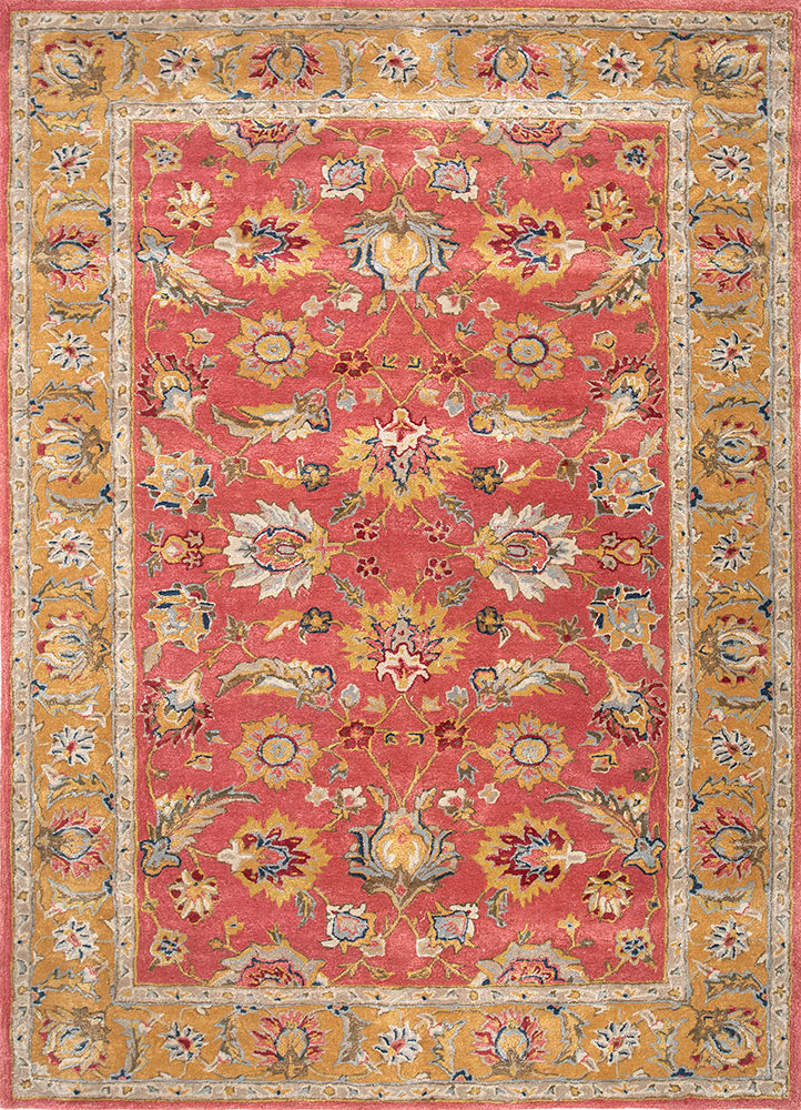  red and orange wool and viscose Hand Tufted Rug