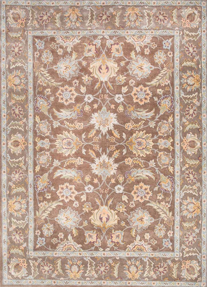 beige and brown wool and viscose Hand Tufted Rug