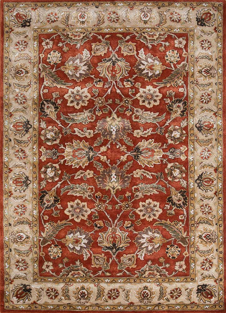 kasbah red and orange wool and viscose Hand Tufted Rug - HeadShot