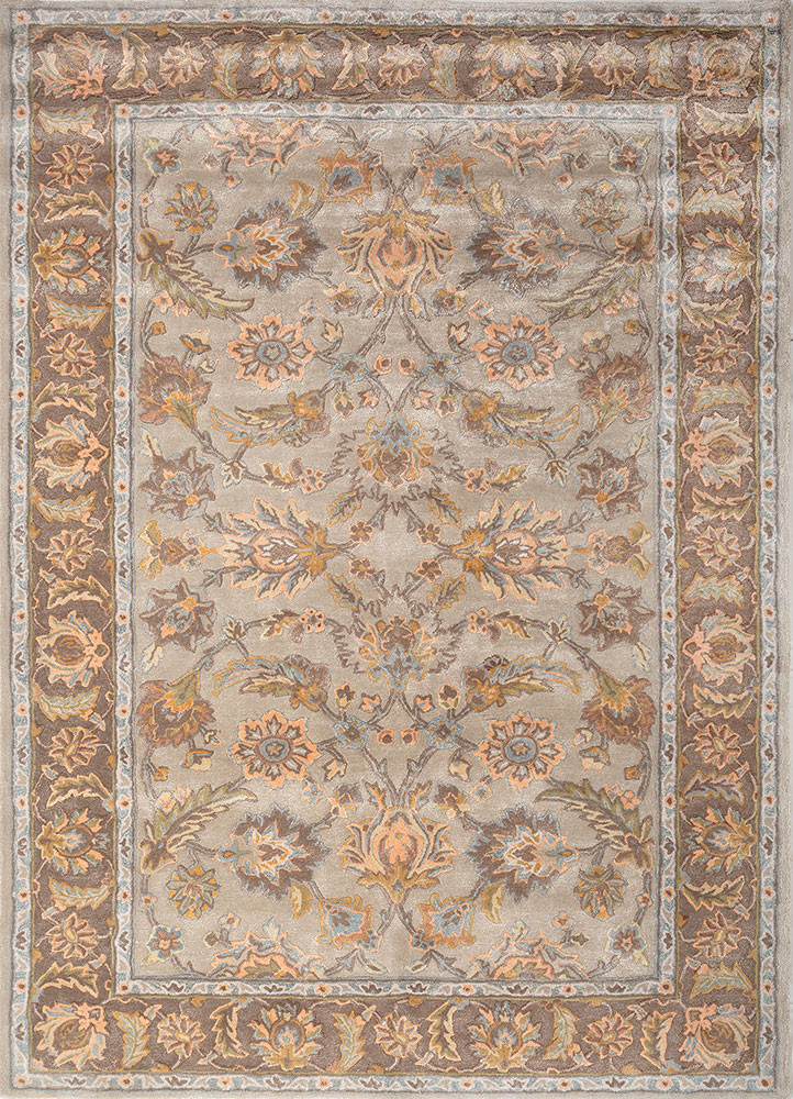  beige and brown wool and viscose Hand Tufted Rug