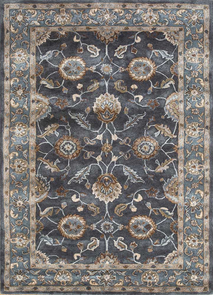  blue wool and viscose Hand Tufted Rug