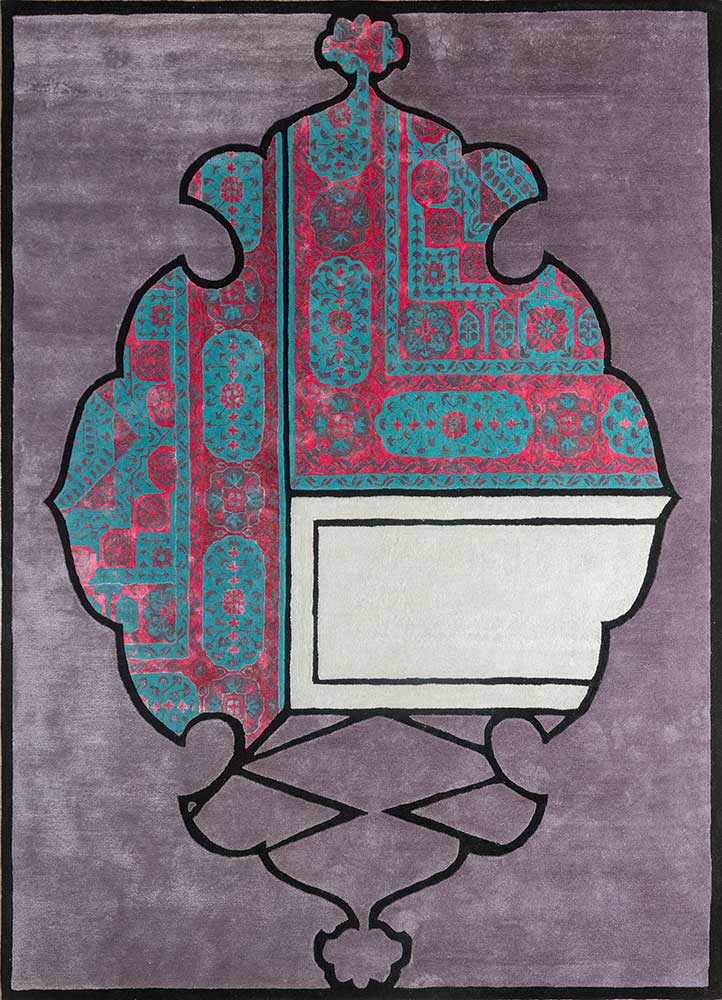 concotion pink and purple wool and viscose Hand Tufted Rug - HeadShot