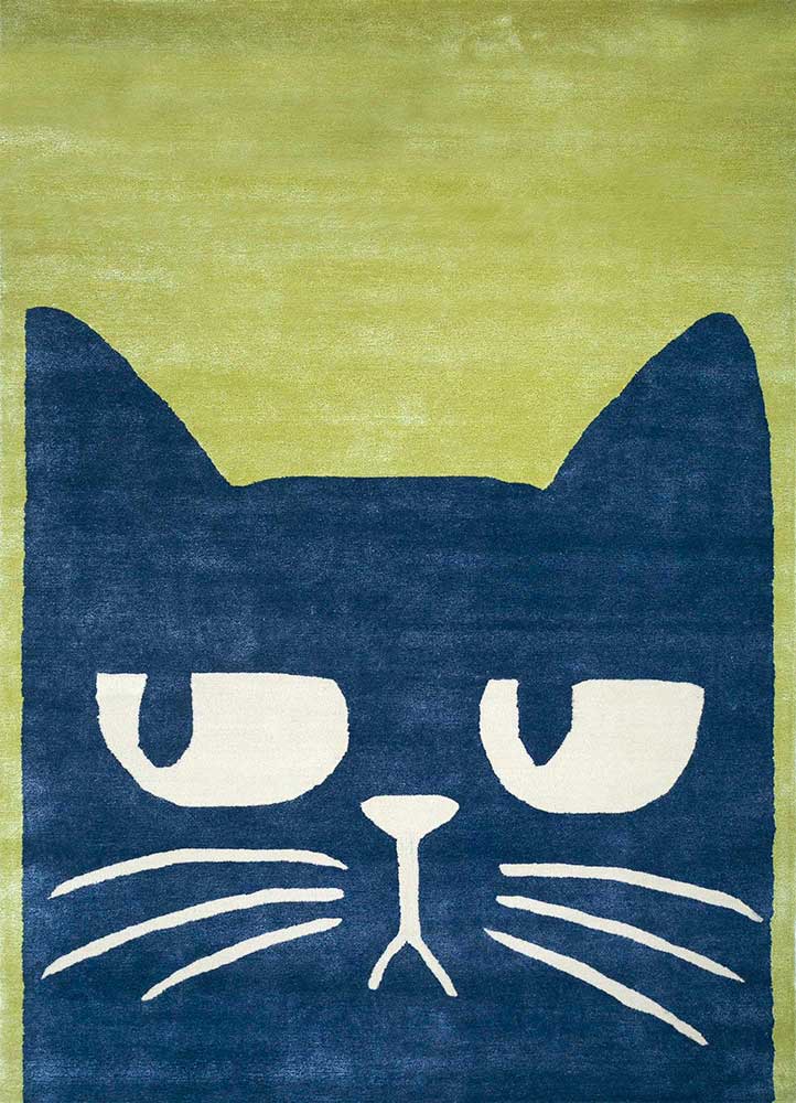 confetti green wool and viscose Hand Tufted Rug - HeadShot