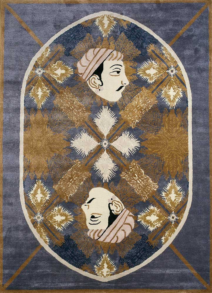 jaipur wunderkammer blue wool and viscose Hand Tufted Rug - HeadShot