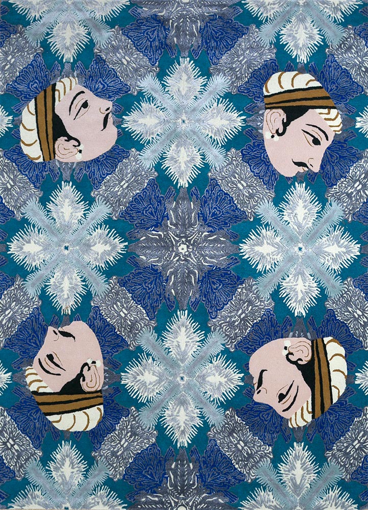 jaipur wunderkammer blue wool and viscose Hand Tufted Rug - HeadShot