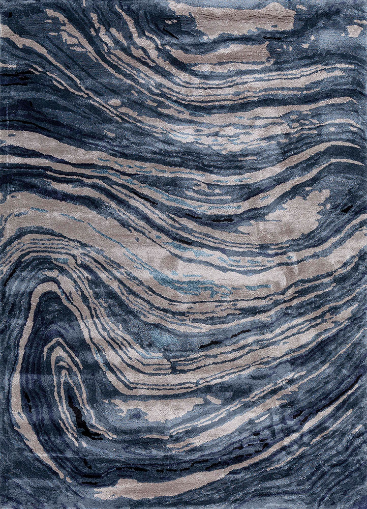  blue viscose Hand Tufted Rug