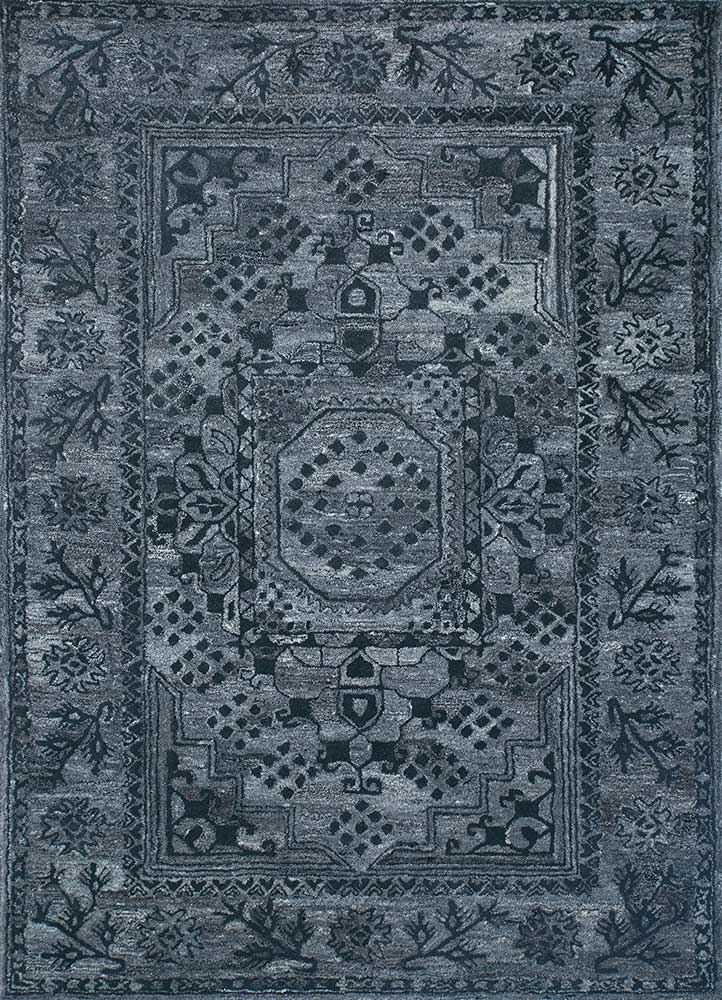 mythos grey and black wool Hand Tufted Rug - HeadShot