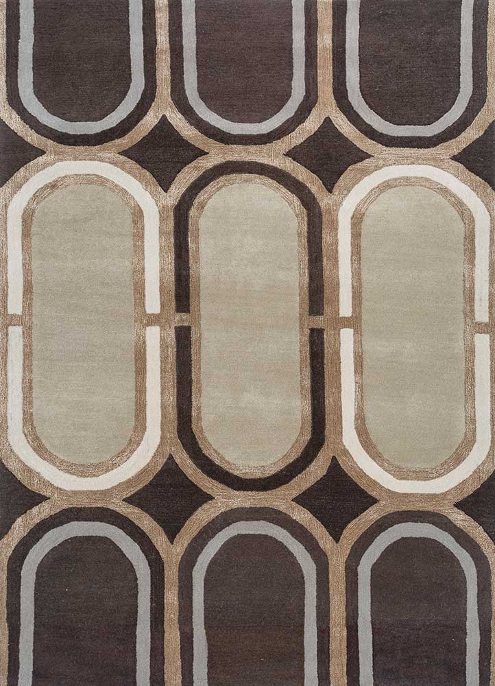 acar beige and brown wool and viscose Hand Tufted Rug - HeadShot