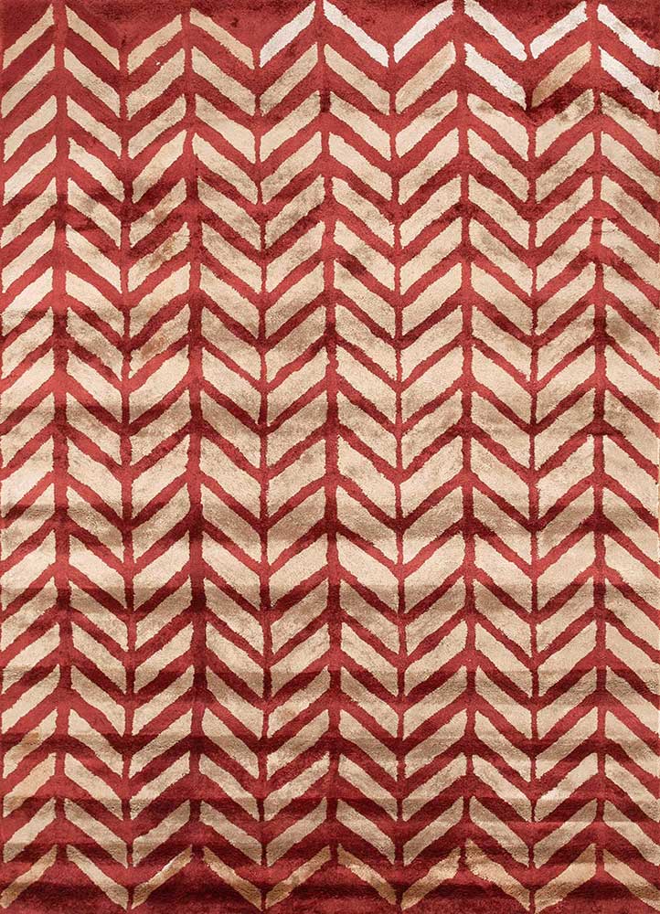 acar red and orange viscose Hand Tufted Rug - HeadShot