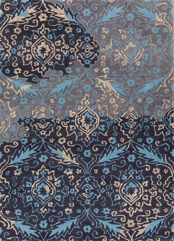 imara blue viscose Hand Tufted Rug - HeadShot