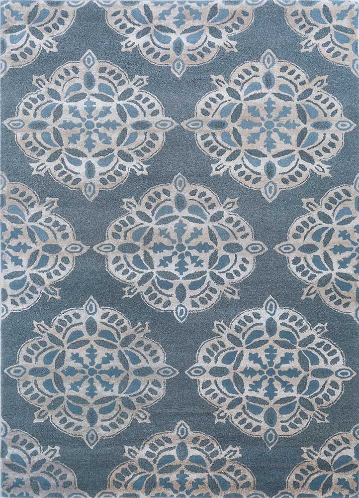  blue wool and viscose Hand Tufted Rug