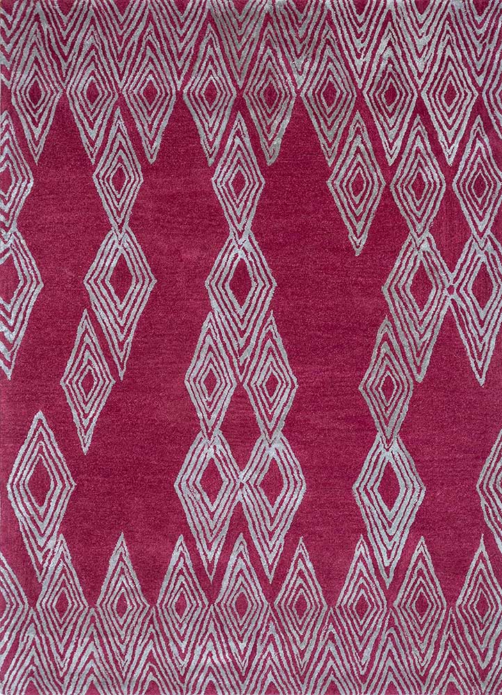  pink and purple wool and viscose Hand Tufted Rug