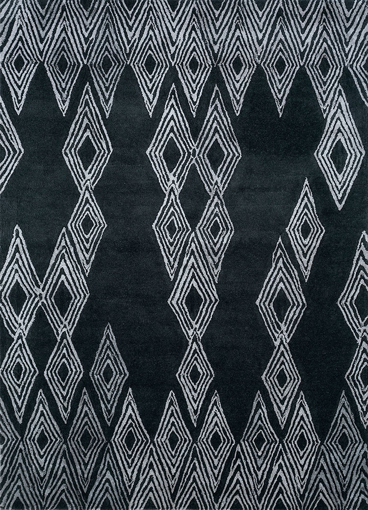 acar grey and black wool and viscose Hand Tufted Rug - HeadShot