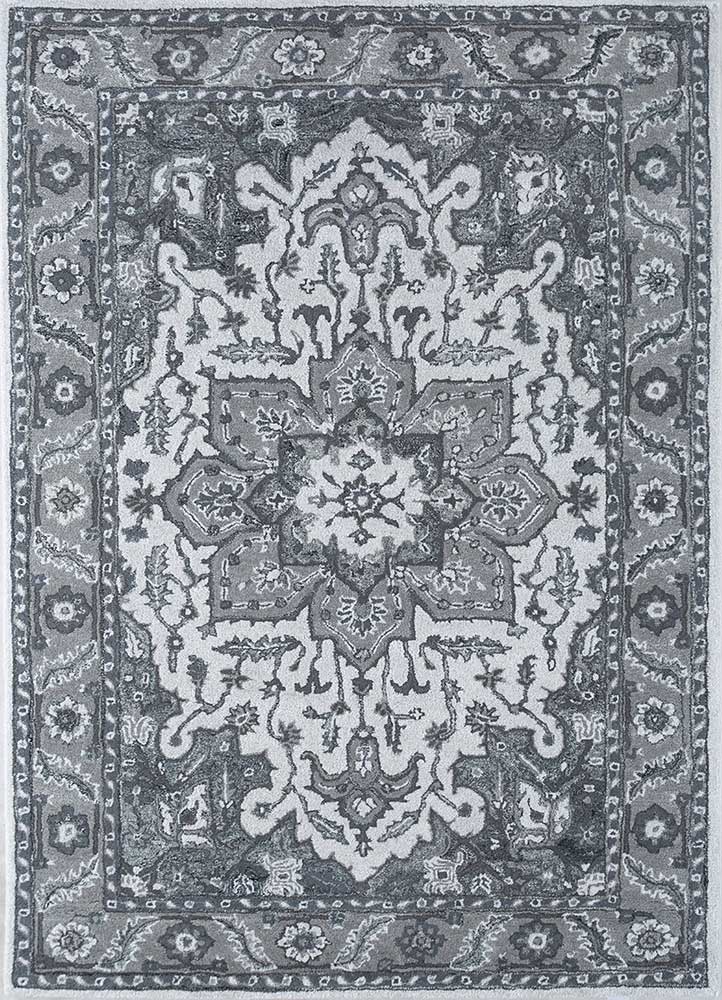  grey and black wool and viscose Hand Tufted Rug