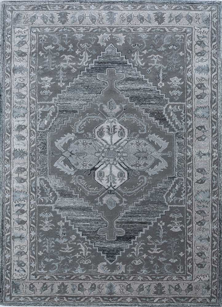 mythos grey and black wool and viscose Hand Tufted Rug - HeadShot