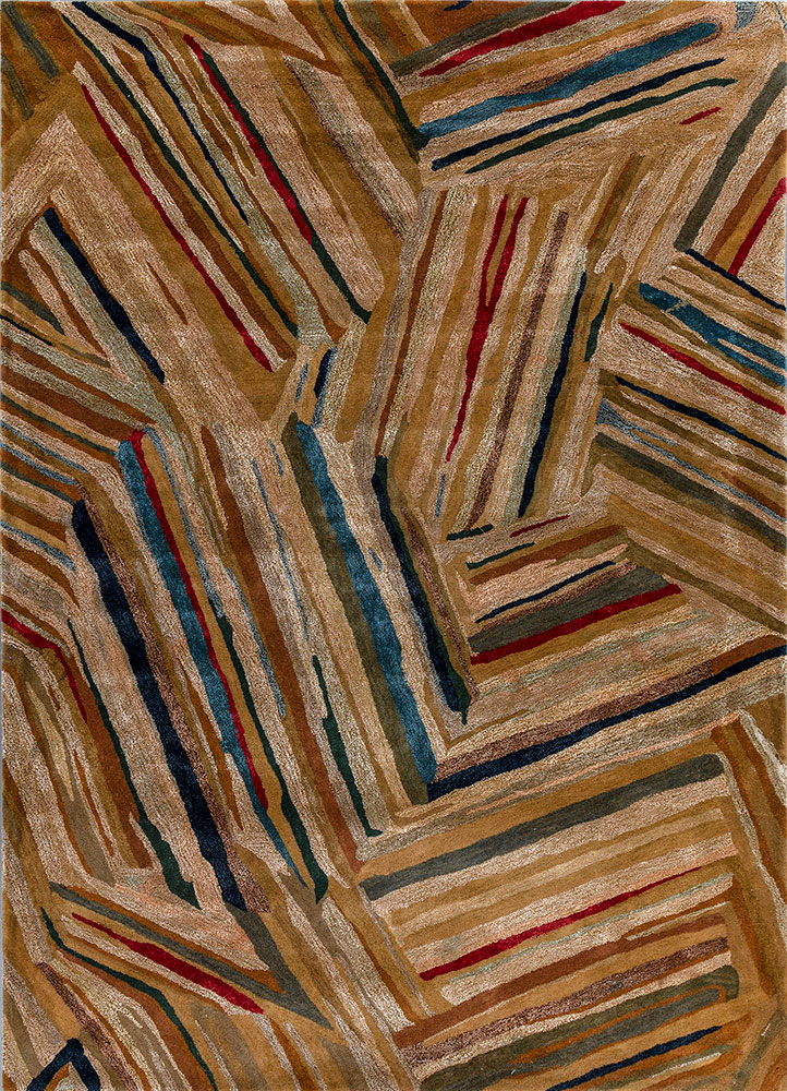  gold wool and viscose Hand Tufted Rug