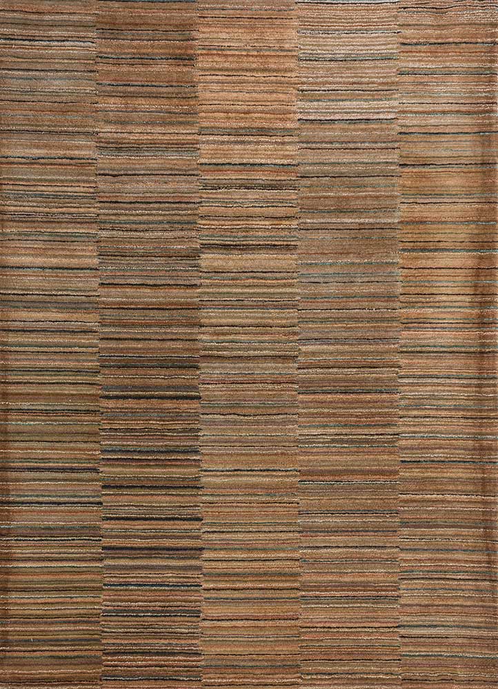  beige and brown wool and viscose Hand Tufted Rug