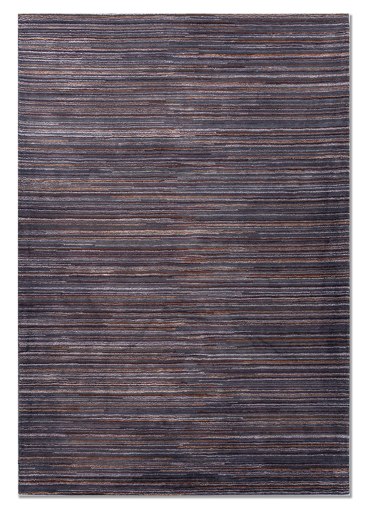  grey and black wool and viscose Hand Tufted Rug