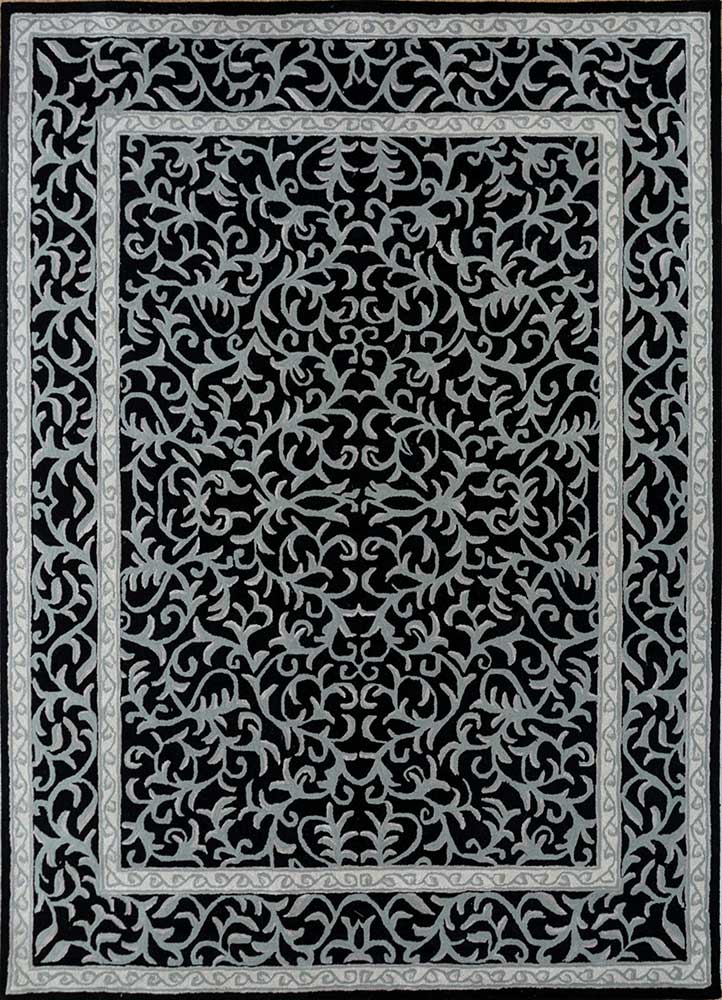 kasbah grey and black wool and viscose Hand Tufted Rug - HeadShot