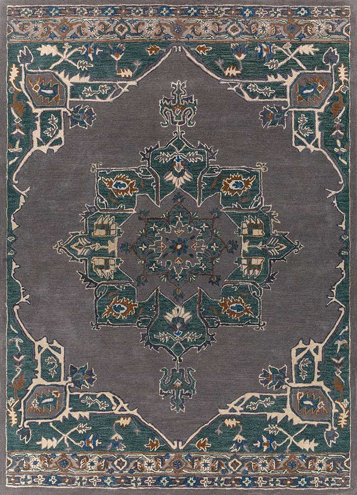 kasbah grey and black wool Hand Tufted Rug - HeadShot